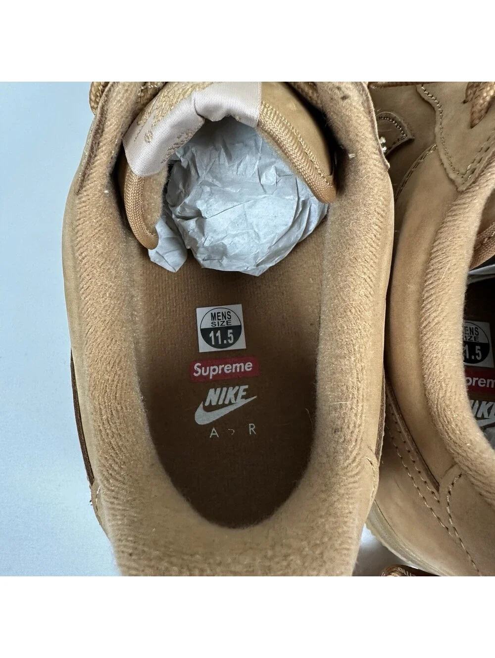 Size 11.5 - Nike Air Force 1 Low SP x Supreme Wheat 2021 - DN1555-200
